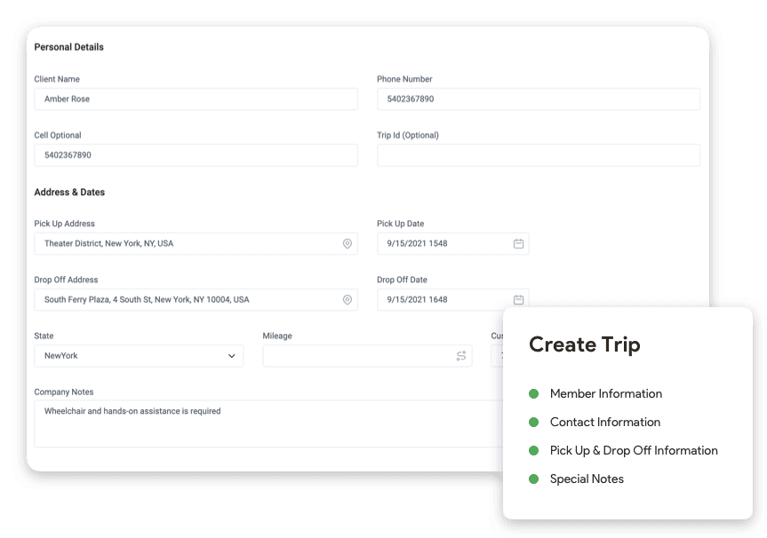 Ease of trip creation